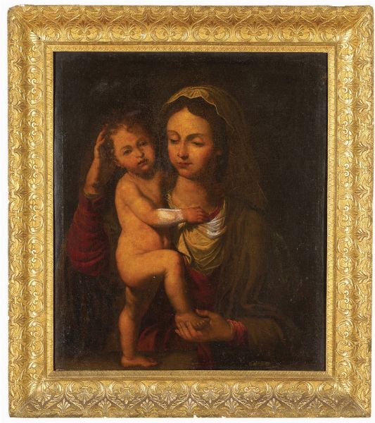 Scuola del XVII secolo Madonna con Bambino  - Asta Dipinti Antichi - Associazione Nazionale - Case d'Asta italiane