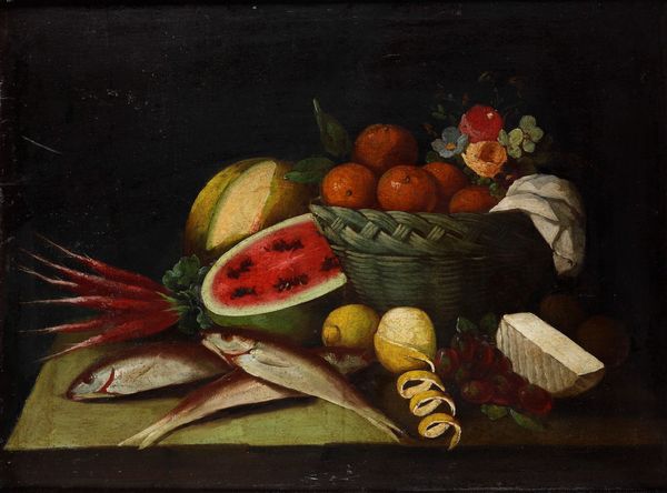 Scuola del XIX secolo Nature morte con frutti, ortaggi e fiori  - Asta Dipinti Antichi - Associazione Nazionale - Case d'Asta italiane