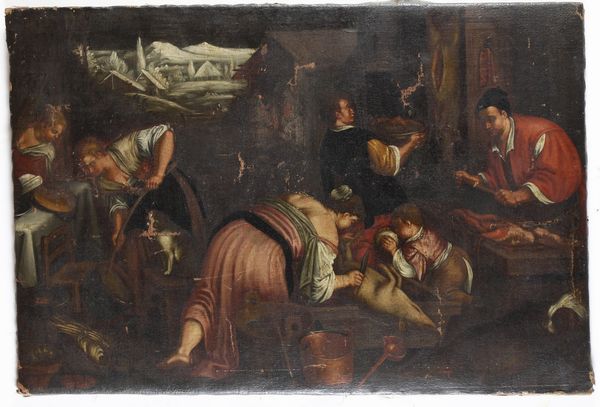 Leandro Da Ponte detto Leandro Bassano, copia da : Allegoria dell'Inverno  - Asta Dipinti Antichi - Associazione Nazionale - Case d'Asta italiane