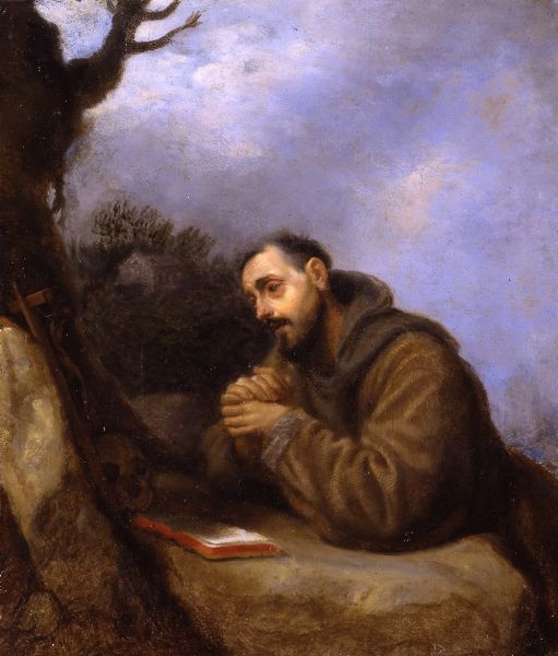 Cristofano Allori, Attribuito a : San Francesco in preghiera  - Asta Dipinti Antichi - Associazione Nazionale - Case d'Asta italiane