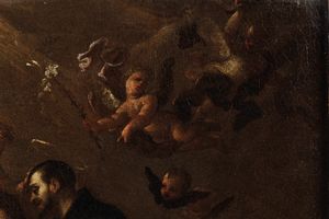 Scuola genovese del XVIII secolo Madonna con Bambino e S. Antonio da Padova  - Asta Dipinti Antichi - Associazione Nazionale - Case d'Asta italiane