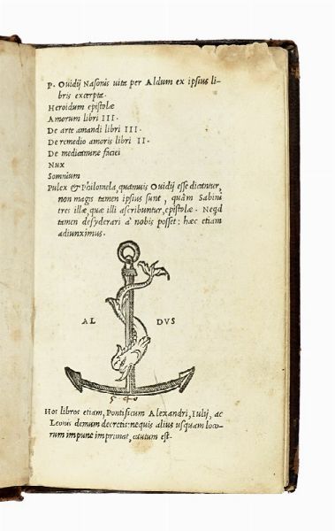 NASO PUBLIUS OVIDIUS : Vita per Aldum ex ipsius libris excerpta. Heroidum epislolae. Amorum libri III...  - Asta Libri, autografi e manoscritti - Associazione Nazionale - Case d'Asta italiane