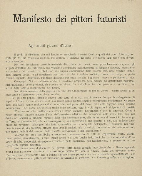 Umberto Boccioni : Manifesto dei Pittori futuristi.  - Asta Libri, autografi e manoscritti - Associazione Nazionale - Case d'Asta italiane