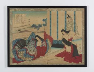 CHIKANOBU TOYOHARA (1838 - 1912) - Due stampe della serie storie di famose donne giapponesi.