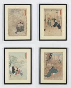 OGATA GEKKO (1859 - 1920) - Quattro stampe della serie Gekkos Essays (Zuihitsu).