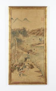 ARTE GIAPPONESE : Coppia di dipinti su carta raffiguranti scena di vita campestre.Periodo Meiji.  - Asta Asta 437 | ARTE ORIENTALE - ARTE ORIENTALE DA COLLEZIONI PRIVATE ITALIANE Online - Associazione Nazionale - Case d'Asta italiane