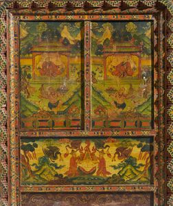 Arte Himalayana : Credenza tibetana in legno.Tibet, fine XIX secolo.  - Asta Asta 437 | ARTE ORIENTALE - ARTE ORIENTALE DA COLLEZIONI PRIVATE ITALIANE Online - Associazione Nazionale - Case d'Asta italiane