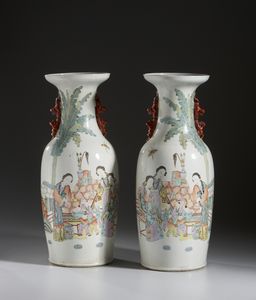 Arte Cinese - Coppia di vasi. Cina, Dinastia Qing, fine XIX fine sec.