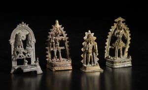 Arte Indiana - Gruppo di 4 altari in bronzo India tribale, XIX secolo