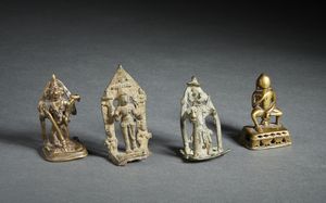 Arte Indiana - Gruppo di 4 piccole figure devozionali.India, XVIII-XIX secolo