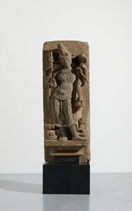 Arte Indiana - Stele in arenaria raffigurante di Shiva.India centrale.XII sec.
