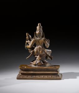 Arte Indiana : Fusione in bronzo raffigurante la coppia di Vishnu e la sua consorte Lakshmi.Sud India, Tamil Nadu, probabile XVIII sec.  - Asta Asta 437 | ARTE ORIENTALE - ARTE ORIENTALE DA COLLEZIONI PRIVATE ITALIANE Online - Associazione Nazionale - Case d'Asta italiane