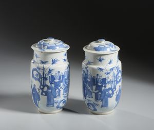 Arte Cinese : Coppia potiche in porcellana dipinti in blu cobalto. Cina, Dinastia Qing, XIX sec.  - Asta Asta 437 | ARTE ORIENTALE - ARTE ORIENTALE DA COLLEZIONI PRIVATE ITALIANE Online - Associazione Nazionale - Case d'Asta italiane