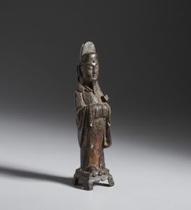 Arte Cinese - Scultura in bronzo raffigurante dignitario.Cina, Dinastia Qing.