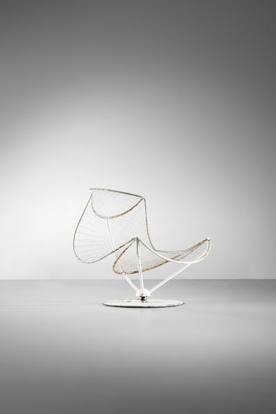 SERGIO CONTI, MARISA FORLANI & LUCIANO GRASSI : Poltrona scultura girevole String Chair-P8a per Emilio Paoli, Italia  - Asta Asta 438 | DESIGN E ARTI DECORATIVE DEL NOVECENTO Online - Associazione Nazionale - Case d'Asta italiane