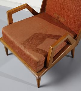 OREGLIA MARIO : attribuito. Coppia di poltrone bergere  - Asta Asta 438 | DESIGN E ARTI DECORATIVE DEL NOVECENTO Online - Associazione Nazionale - Case d'Asta italiane