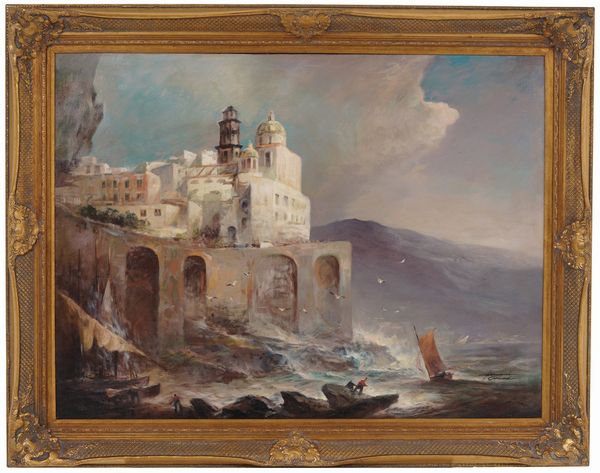 Herman Conrad (Napoli 1935) Amalfi vista dal mare  - Asta Decoro in stile antico Palazzo Pugliese - Associazione Nazionale - Case d'Asta italiane