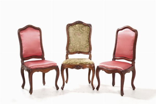 Lotto di sette sedie in legno intagliato. XVIII secolo  - Asta Antiquariato - Associazione Nazionale - Case d'Asta italiane