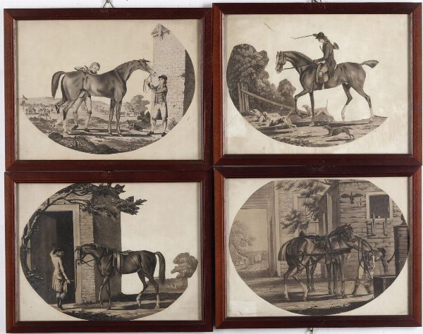 Quattro litografie monocrome a soggetto equestre. Inghilterra XIX secolo  - Asta Antiquariato - Associazione Nazionale - Case d'Asta italiane