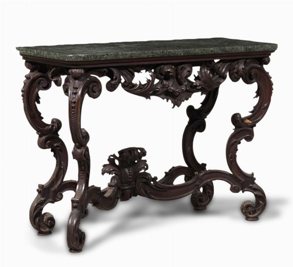 Consolle in legno intagliato. XIX-XX secolo  - Asta Antiquariato - Associazione Nazionale - Case d'Asta italiane