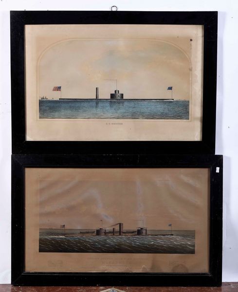 Coppia di stampe americane con sottomarini  - Asta Antiquariato - Associazione Nazionale - Case d'Asta italiane