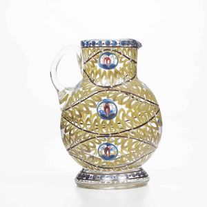Piccola brocca in vetro smaltato, Venezia XIX-XX secolo  - Asta Antiquariato - Associazione Nazionale - Case d'Asta italiane