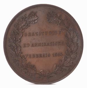 Medaglia commemorativa in bronzo. 1865  - Asta Antiquariato - Associazione Nazionale - Case d'Asta italiane