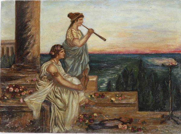 Scuola di Alma Tadema Scena classica  - Asta Pittura del XIX-XX secolo - Associazione Nazionale - Case d'Asta italiane