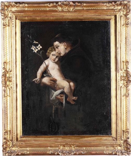 Scuola del XIX secolo Sant'Antonio da Padova  - Asta Pittura del XIX-XX secolo - Associazione Nazionale - Case d'Asta italiane