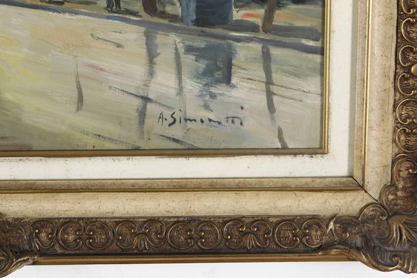 Attilio Simonetti : Paesaggio con carrozza  - Asta Pittura del XIX-XX secolo - Associazione Nazionale - Case d'Asta italiane