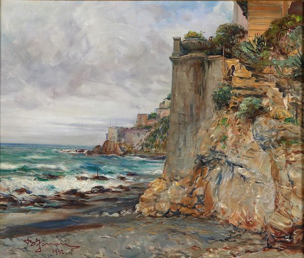 Berto Ferrari : Costa ligure, 1932  - Asta Pittura del XIX-XX secolo - Associazione Nazionale - Case d'Asta italiane