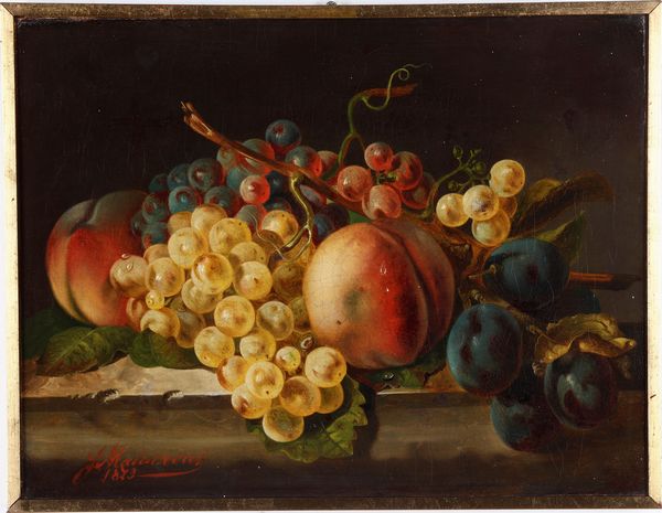 Francesco Malacrea : Natura morta con uva e pesche  - Asta Pittura del XIX-XX secolo - Associazione Nazionale - Case d'Asta italiane