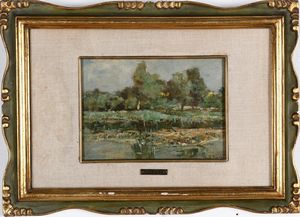 Guglielmo Ciardi, Attribuito a : Paesaggio  - Asta Pittura del XIX-XX secolo - Associazione Nazionale - Case d'Asta italiane