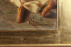 V. Sani (XIX-XX secolo) Scena di interno  - Asta Pittura del XIX-XX secolo - Associazione Nazionale - Case d'Asta italiane