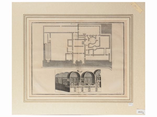 Bernard de Montfaucon : Les Thermes - Bagnes  - Asta Una collezione di stampe - parte I - Associazione Nazionale - Case d'Asta italiane