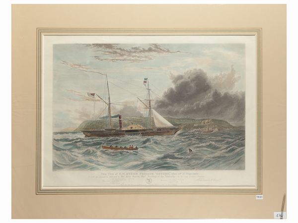 This view of H.M. Steam Frigate Geyser, when off M.t Edgecombe  - Asta Una collezione di stampe - parte I - Associazione Nazionale - Case d'Asta italiane