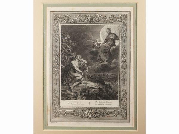 BERNARD PICART : Atlas porte le ciel sur ses paules - Cygnus  chang en cigne - La lune et Endymion  - Asta Una collezione di stampe - parte I - Associazione Nazionale - Case d'Asta italiane