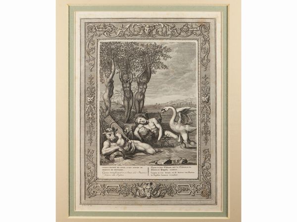 BERNARD PICART : Atlas porte le ciel sur ses paules - Cygnus  chang en cigne - La lune et Endymion  - Asta Una collezione di stampe - parte I - Associazione Nazionale - Case d'Asta italiane