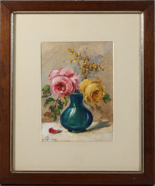 Anonimo : Vaso con rose e mimose  - Asta Arte Moderna, Contemporanea e Dipinti del XIX Secolo - Associazione Nazionale - Case d'Asta italiane