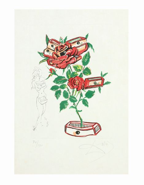 SALVADOR DALI' : Rose e cassetti  - Asta Arte Moderna, Contemporanea e Dipinti del XIX Secolo - Associazione Nazionale - Case d'Asta italiane