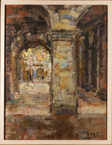 Alessandro Milesi : Interno di una chiesa, cripta  - Asta Arte Moderna, Contemporanea e Dipinti del XIX Secolo - Associazione Nazionale - Case d'Asta italiane