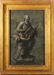 VITTORIA ALESSANDRO (attribuzione) allievo del Sansovino : Lotto di due opere Evangelista Matteo con l'angelo e Papa in triregno e pastorale  - Asta Arte Moderna, Contemporanea e Dipinti del XIX Secolo - Associazione Nazionale - Case d'Asta italiane