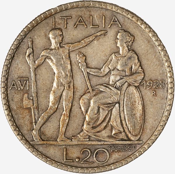 Regno d'Italia, VITTORIO EMANUELE III, 1900-1946 : 20 Lire Littore Anno VI  - Asta Numismatica - Associazione Nazionale - Case d'Asta italiane