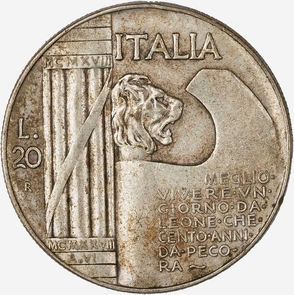 Regno d'Italia, VITTORIO EMANUELE III, 1900-1946 : 20 Lire Elmetto  - Asta Numismatica - Associazione Nazionale - Case d'Asta italiane