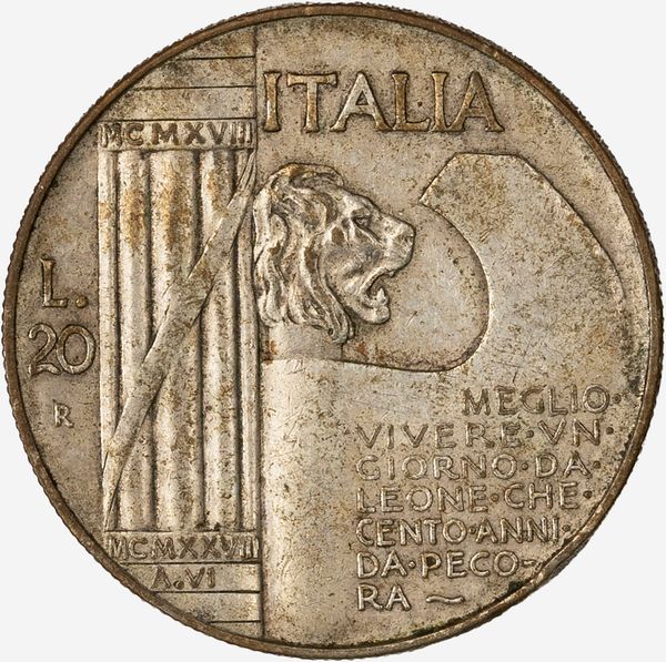 Regno d'Italia, VITTORIO EMANUELE III, 1900-1946 : 20 Lire Elmetto  - Asta Numismatica - Associazione Nazionale - Case d'Asta italiane