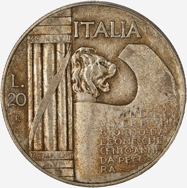 Regno d'Italia, VITTORIO EMANUELE III, 1900-1946 : 20 Lire Elmetto  - Asta Numismatica - Associazione Nazionale - Case d'Asta italiane