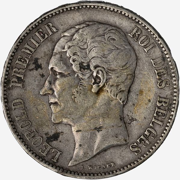 Belgio, LEOPOLD I, 1831-1865 : 5 Franchi  - Asta Numismatica - Associazione Nazionale - Case d'Asta italiane
