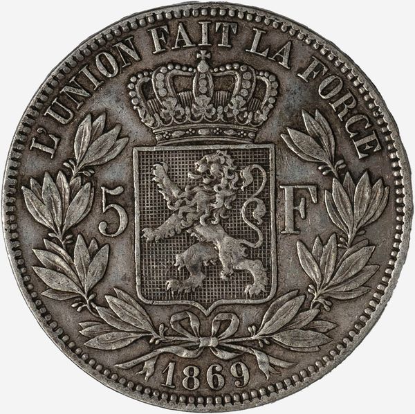 Belgio, LEOPOLD II, 1865-1909 : 5 Franchi  - Asta Numismatica - Associazione Nazionale - Case d'Asta italiane
