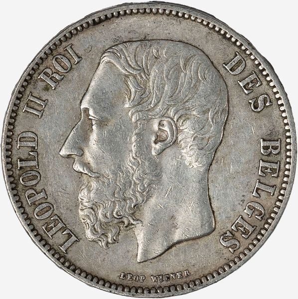 Belgio, LEOPOLD II, 1865-1909 : 5 Franchi  - Asta Numismatica - Associazione Nazionale - Case d'Asta italiane