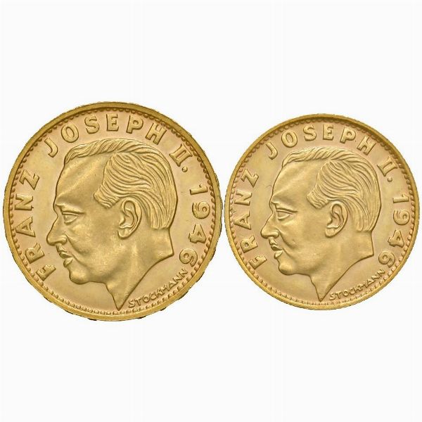 Liechtenstein, FRANZ JOSEPH II, 1938-1989 : LOTTO COMPOSTO DA: 20 franchi e 10 franchi  - Asta Numismatica - Associazione Nazionale - Case d'Asta italiane